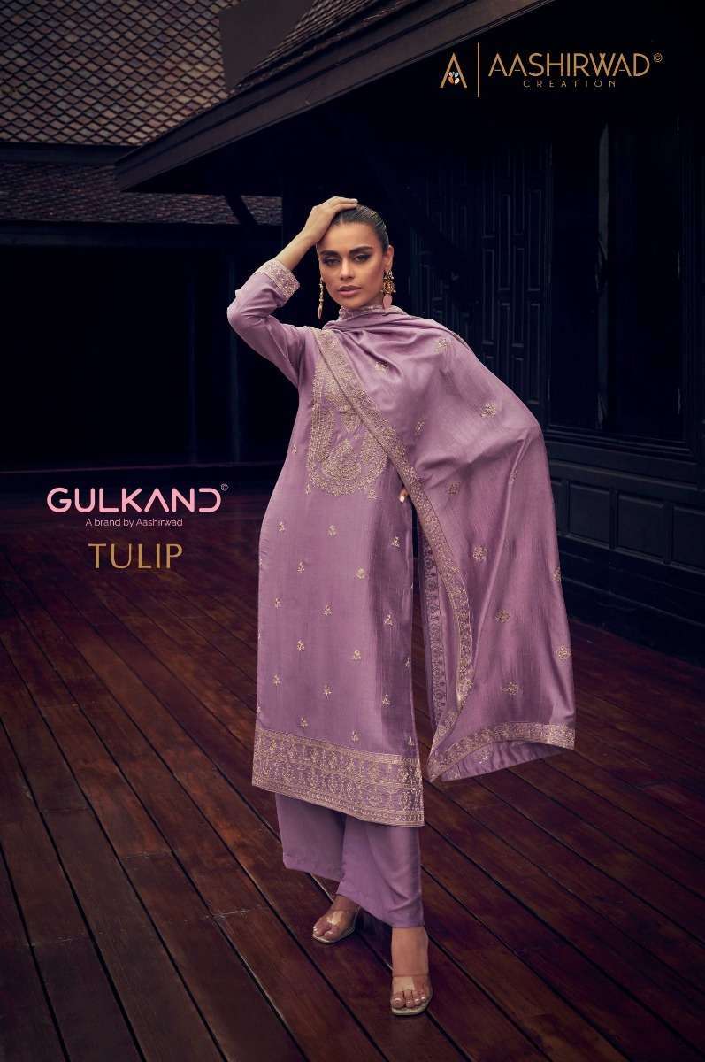 aashirwad gulkand tulip series 9733-9738 premium silk suit 