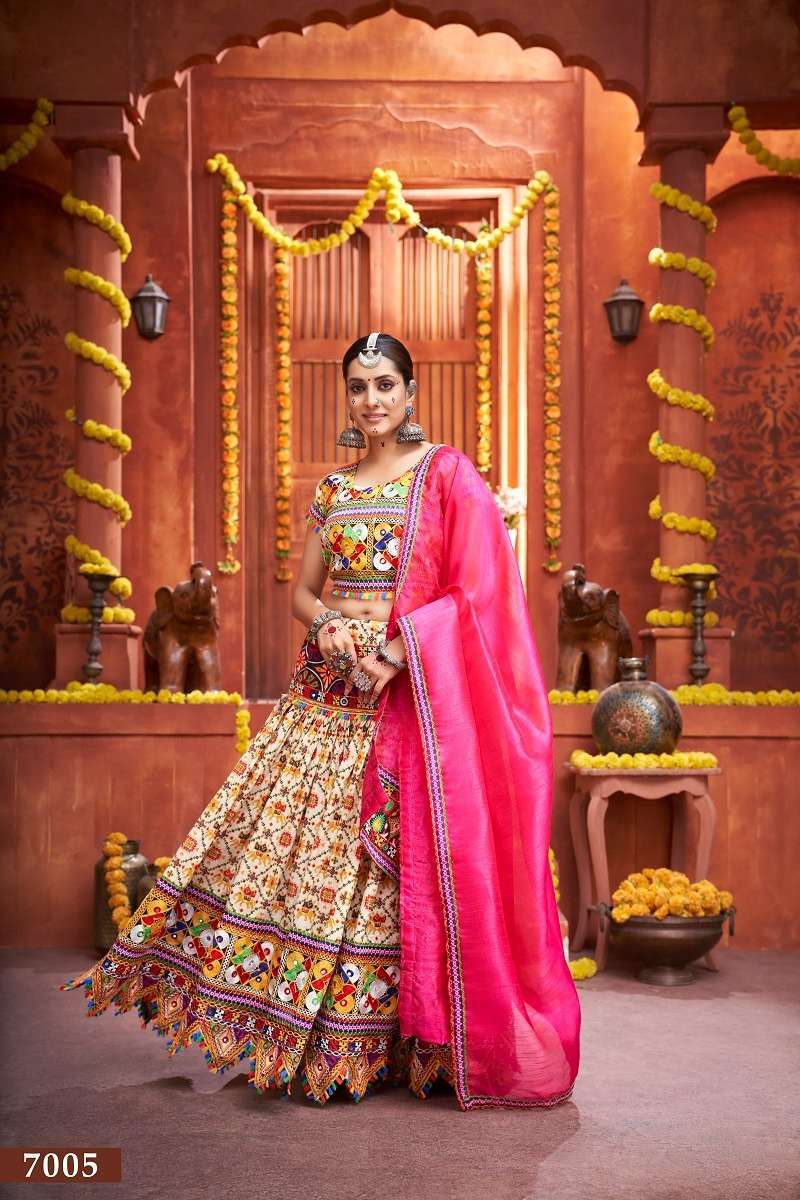 aawiya rajwadi vol 4 series  7005 mix cotton silk lehenga