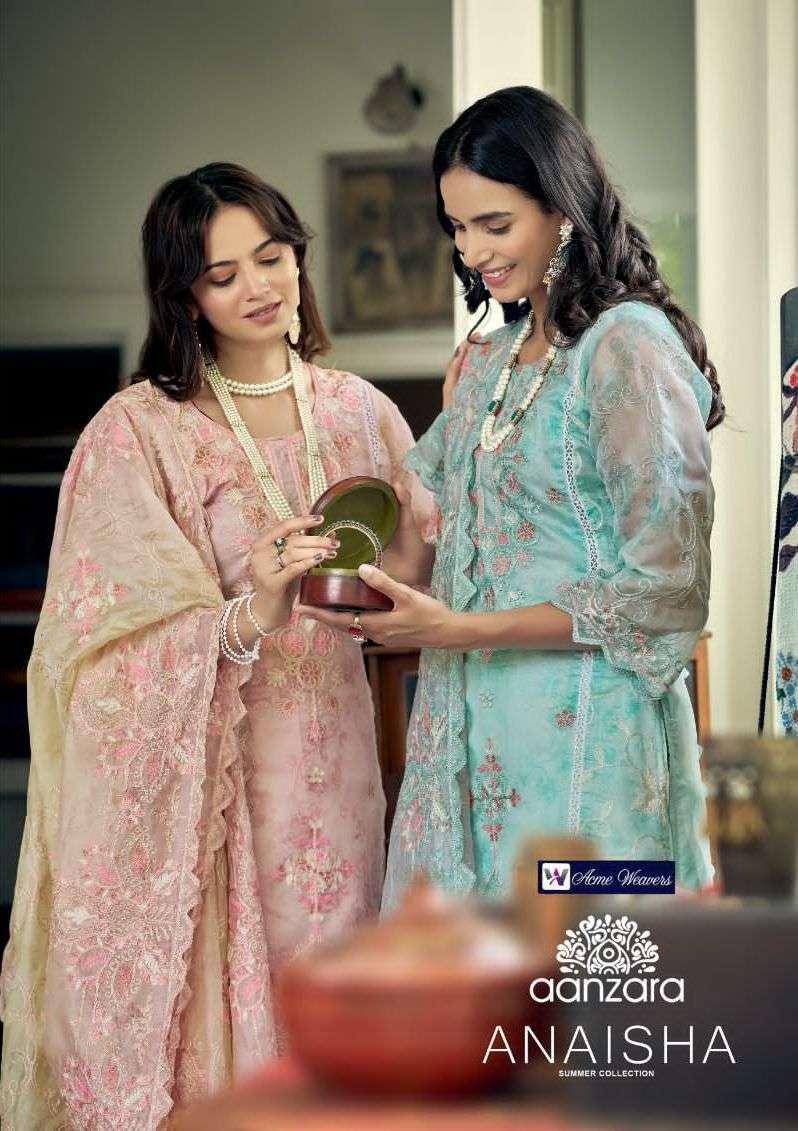 acme weavers aanzara anaisha series 1001-1006 organza print suit 