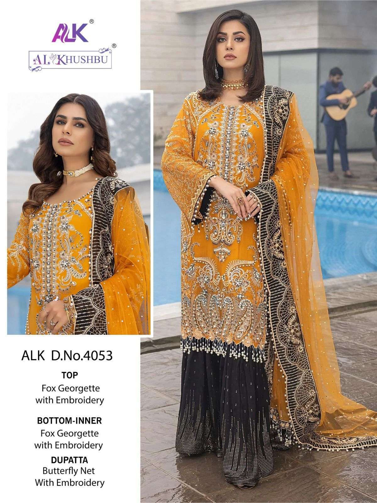 al khushbu 4053 georgette heavy embroidered suit
