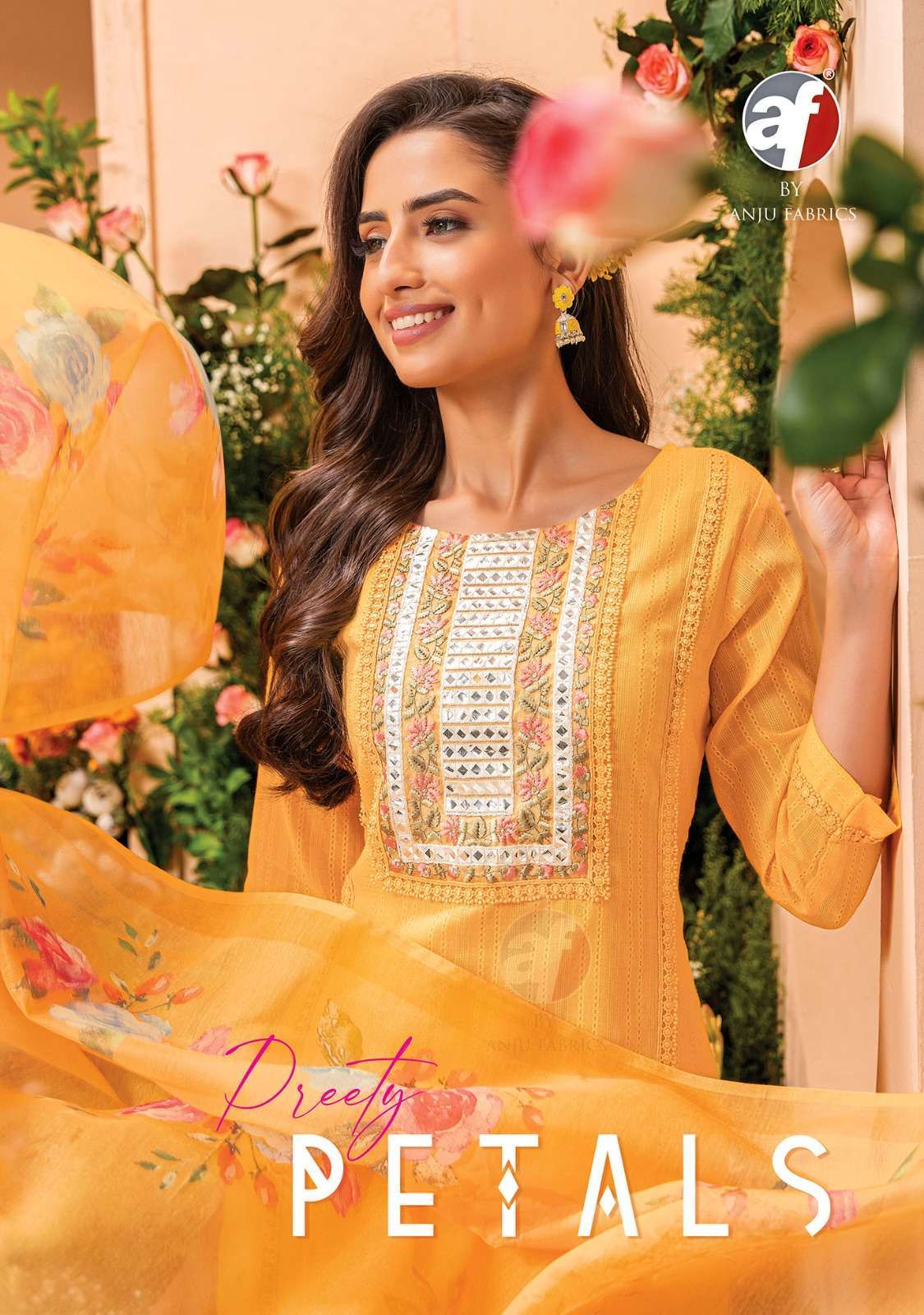 anju fab preety petals series 3111-3116 viscose readymade suit 