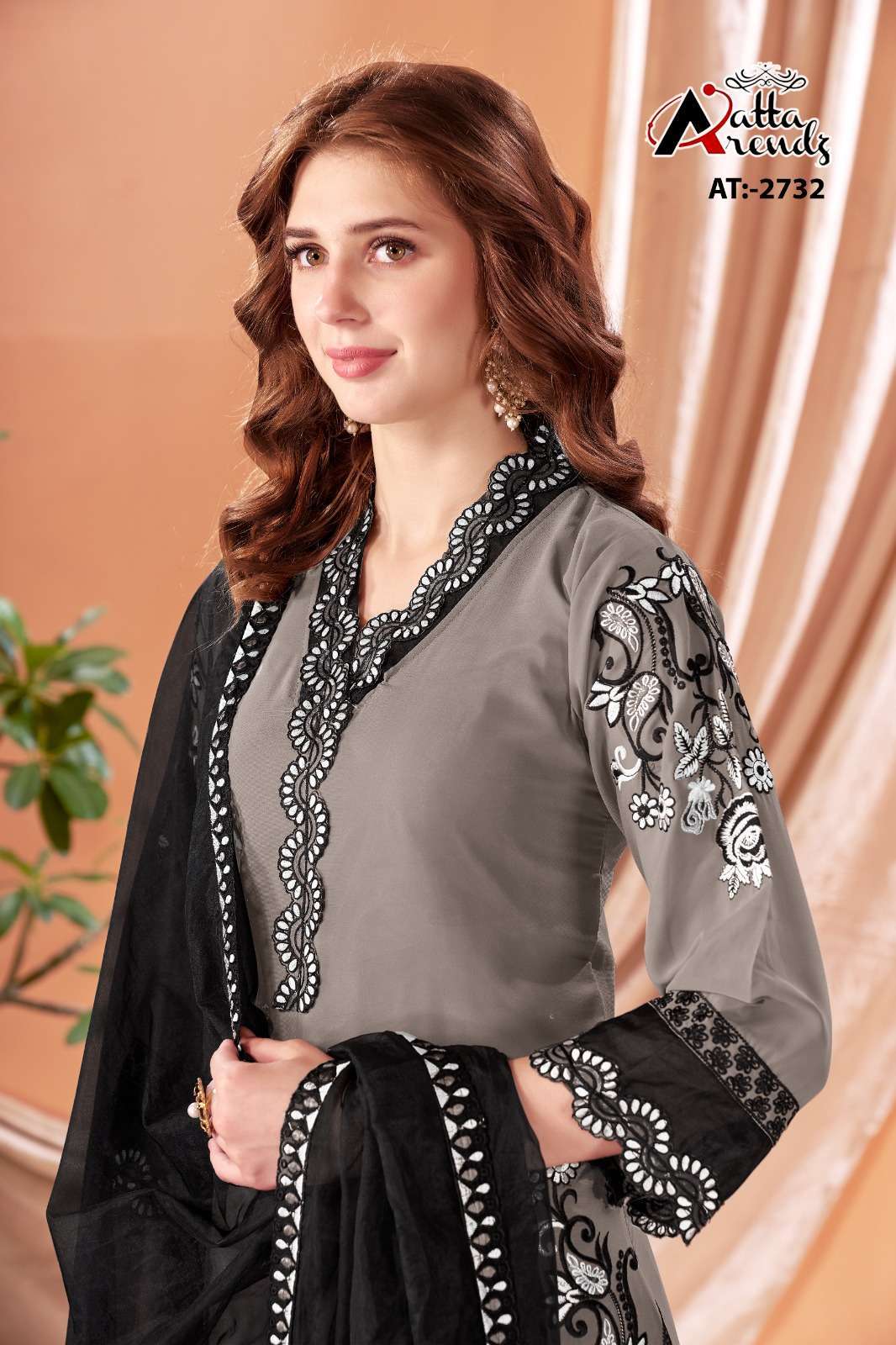 atta trendz 2732 Pure Georgette Fabric Embroidered Tunic 