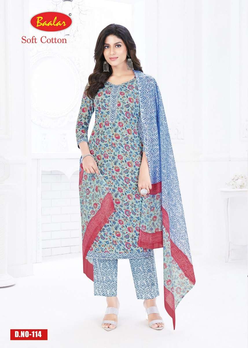Baalar Soft Cotton Karachi series 108-116 Pure Cotton Printed suit