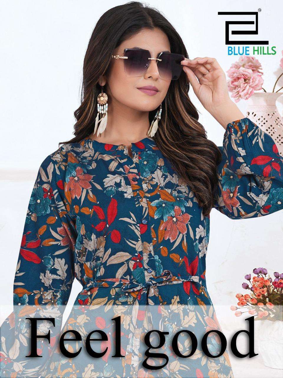 blue hills feel good series 101 modal chanderi print gown