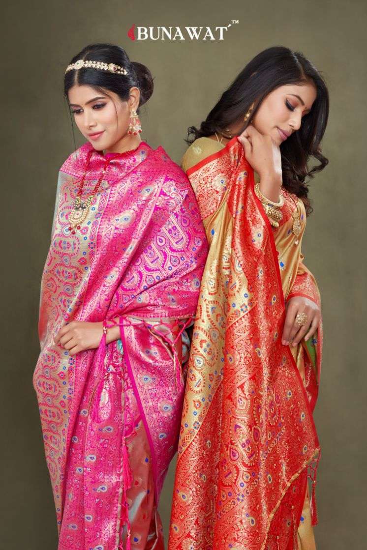 bunawat floral silk series 14051-14056 Silk zari woven work saree