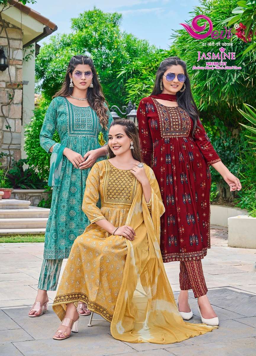 Devi Jasmine series 1001-1008 Pure Rayon readymade suit