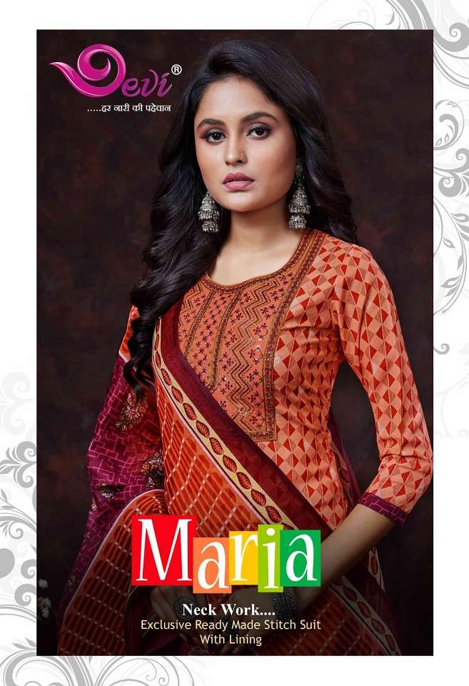 Devi Maria Neck Work series 1001-1012 Indo Cotton readymade suits