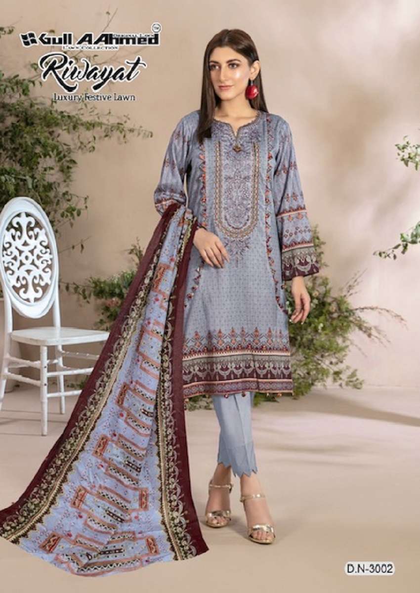 Gull AAhmed Riwayat Vol-3 series 3001-3006 Pure Lawn Cotton suit