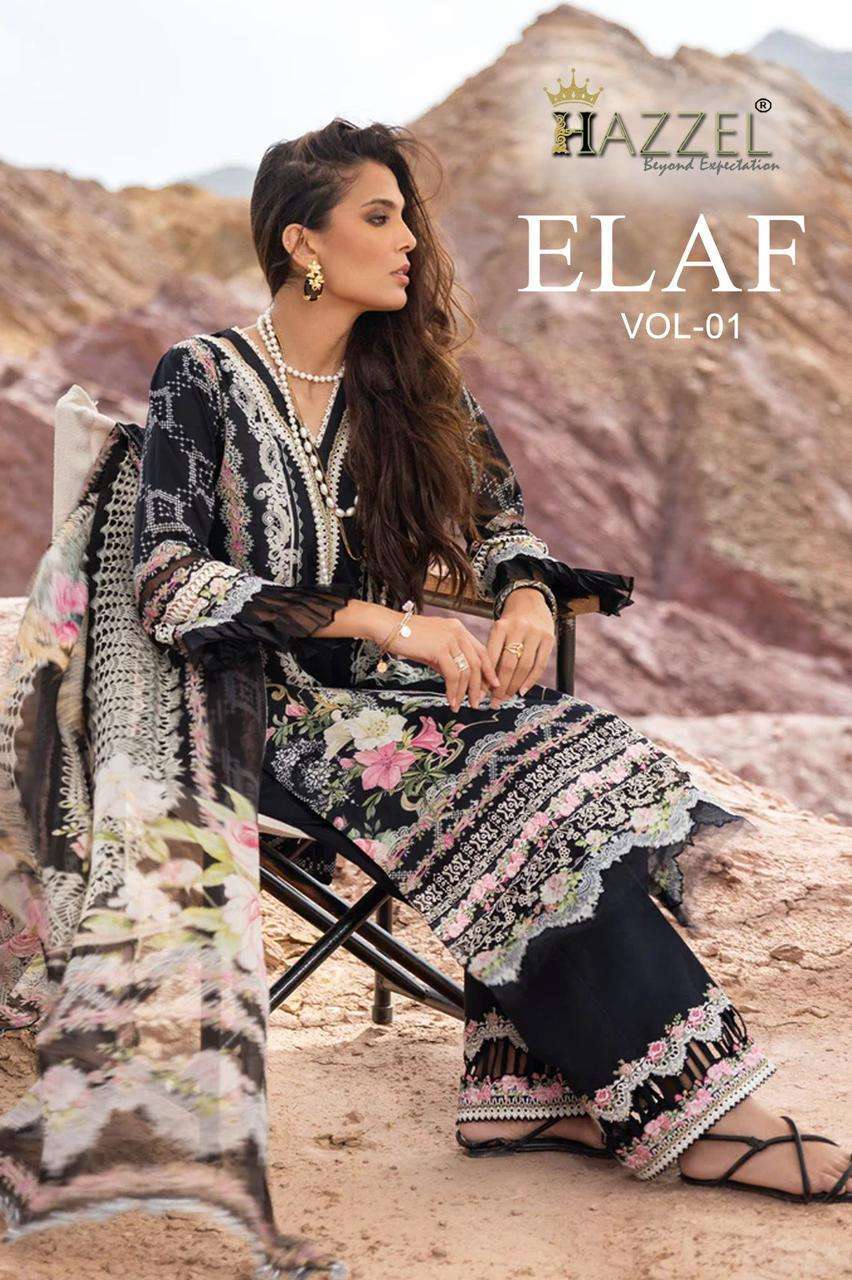 hazzel elaf vol 1 series 036 pure cotton embroidered suit