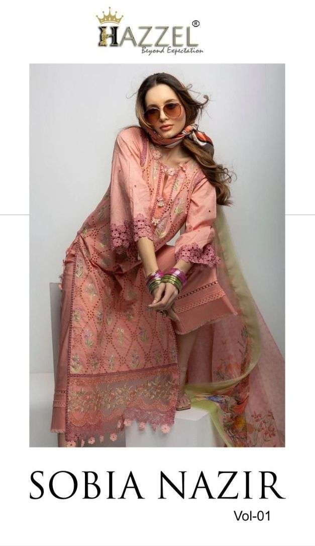 hazzel sobia nazir vol 1 series 1001-1003 pure cotton suit 