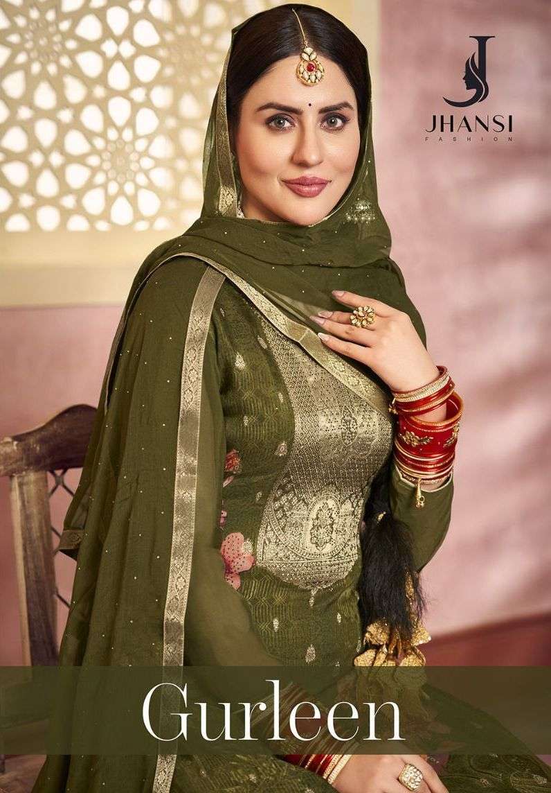 jhansi fashion gurleen series 8001-8006 pure organza jacquard suit