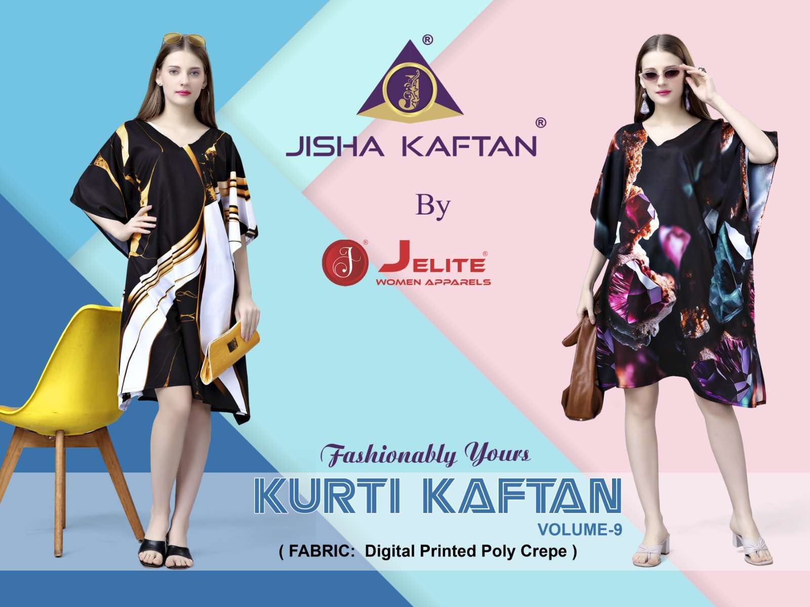 jisha kurti kaftans vol 9 series 165-172 Polyester Crepe kaftan