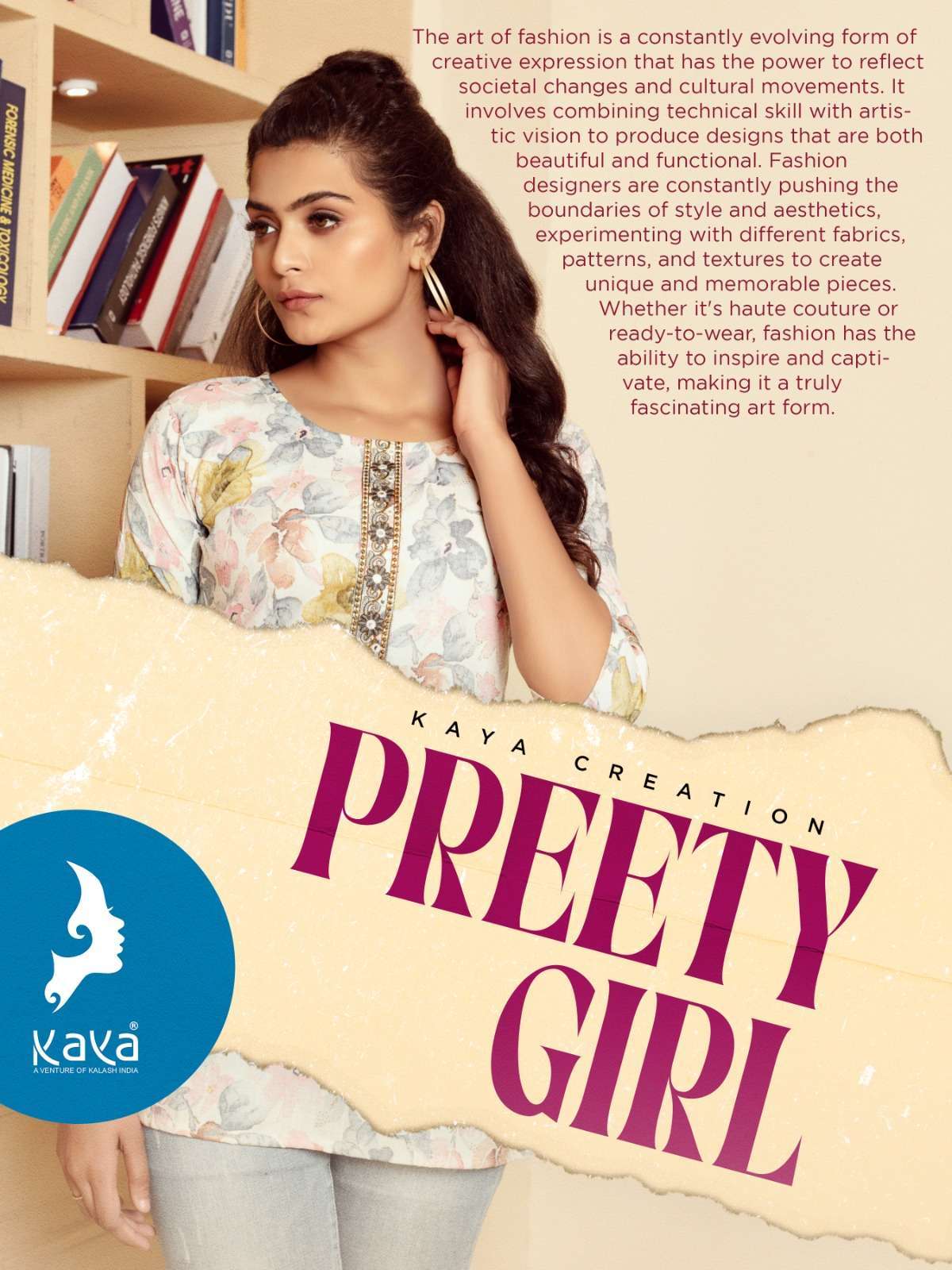 kaya preety girl series 01-08 rayon two tone print kurti 