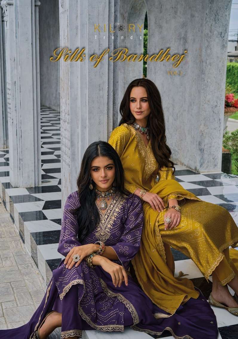 kilory trends silk of bandhej vol 2 series 721-728 pure viscose muslin suit 