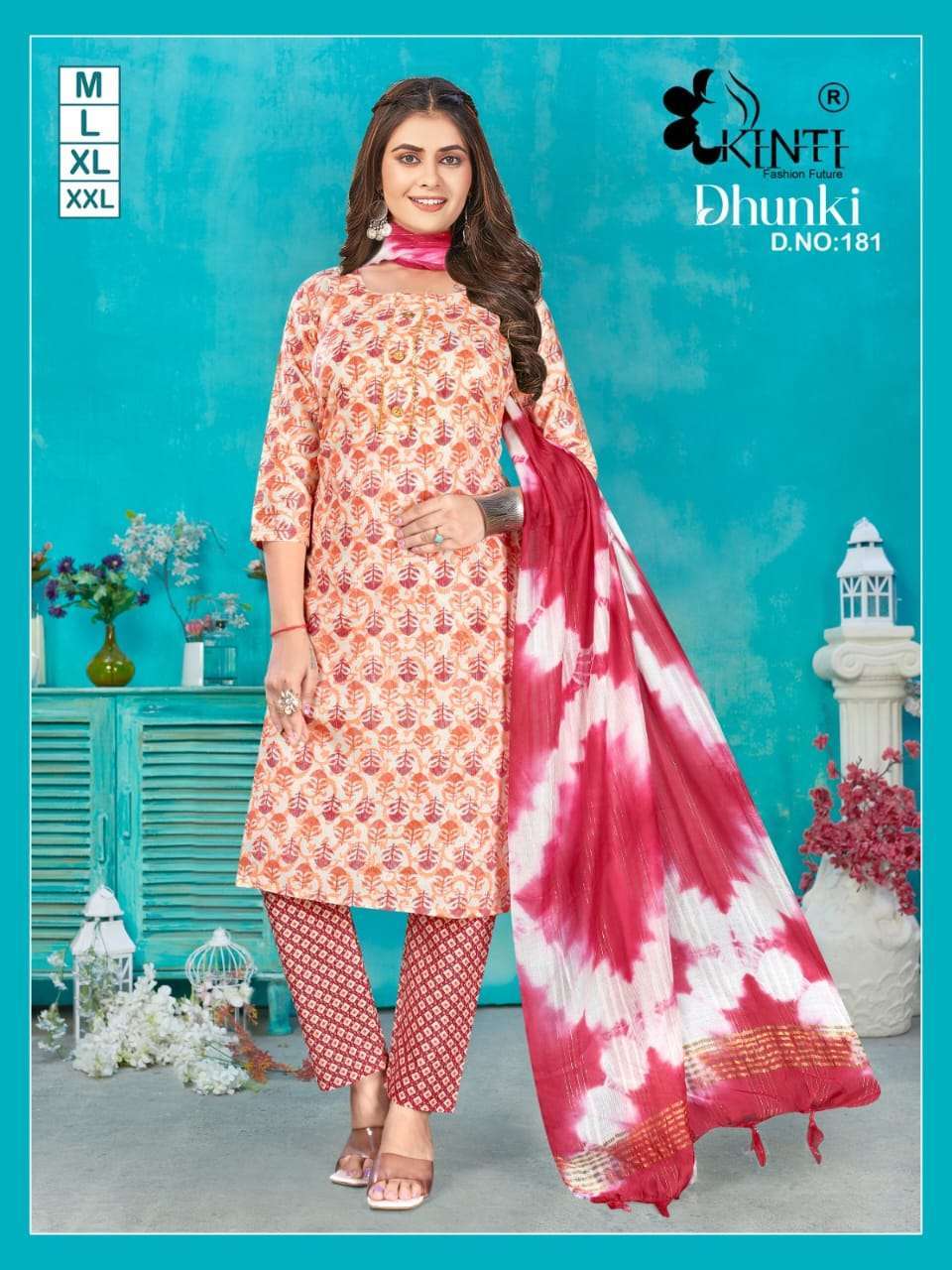 kinti dhunki series 181-192 Cotton Slub Flex Print suit