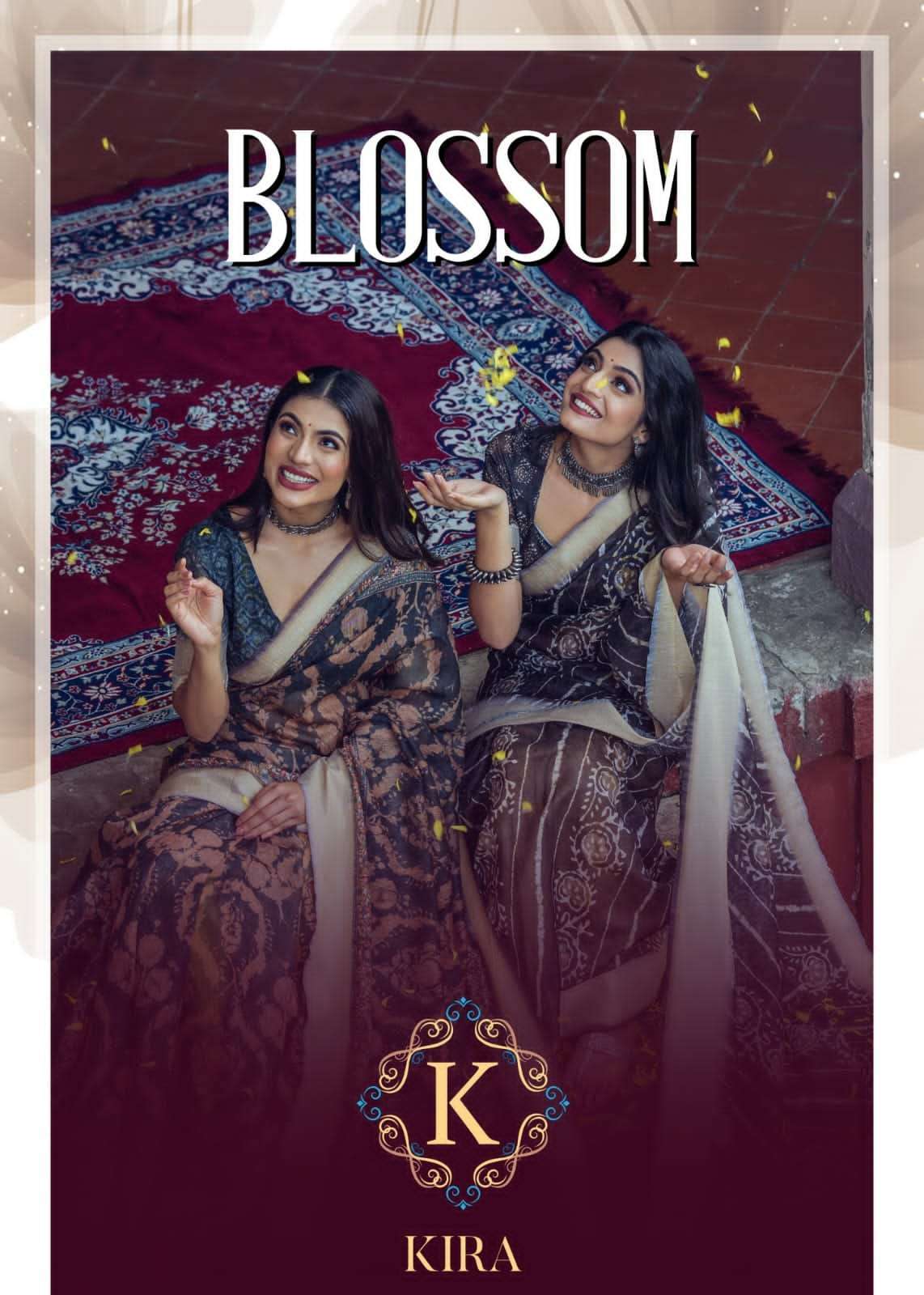kira creation blossom series 1001-1012 Linen saree