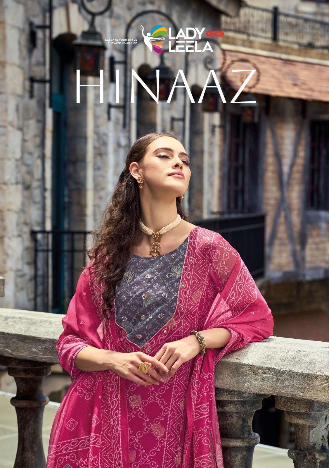 lady leela hinaaz series 1001-1004 viscose organza jacquard suit 