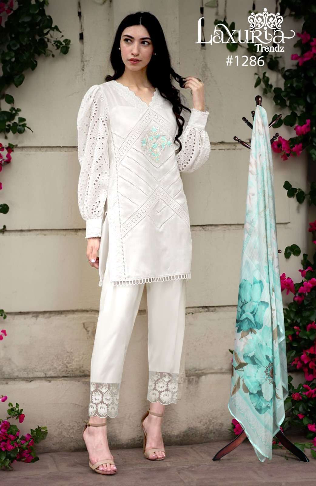 Laxuria 1286 cambric cotton readymade suit