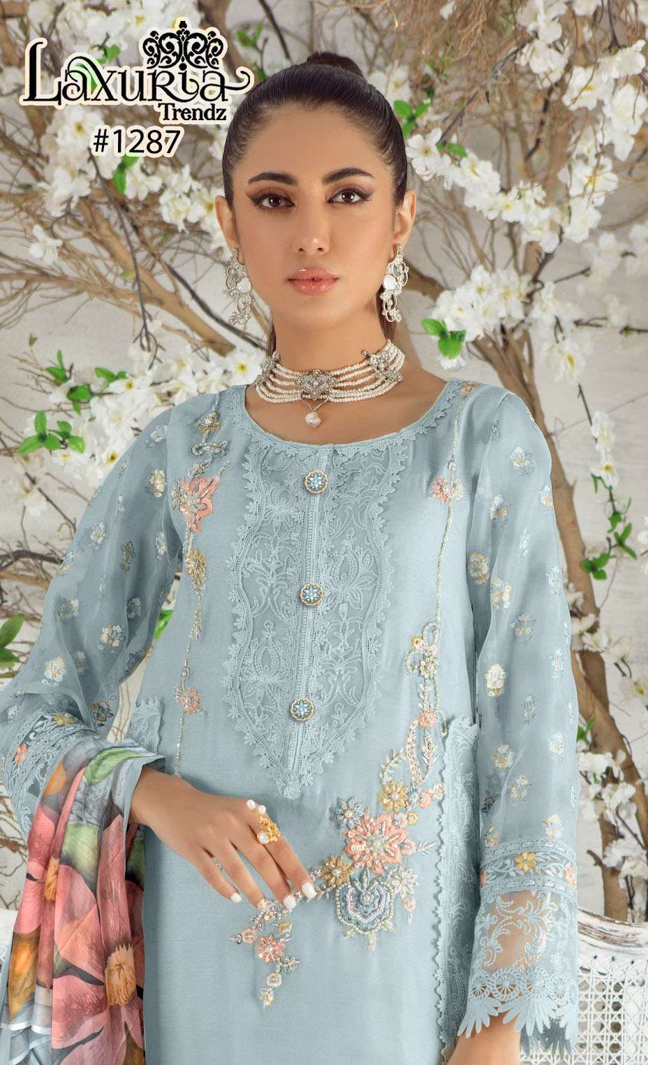 laxuria 1287 Faux Georgette Embroidery Tunic With Hand Work 