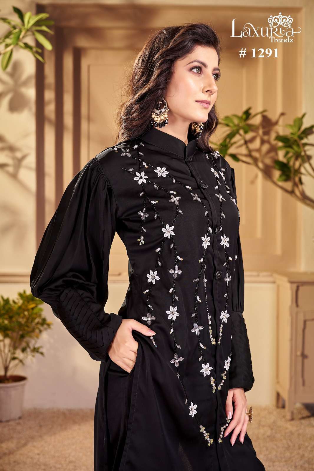 laxuria 1291 BSY Satin Tunic with Gorgeous Handwork