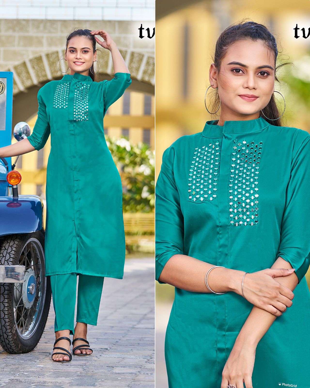 look me designer cotton satin kurti pant 