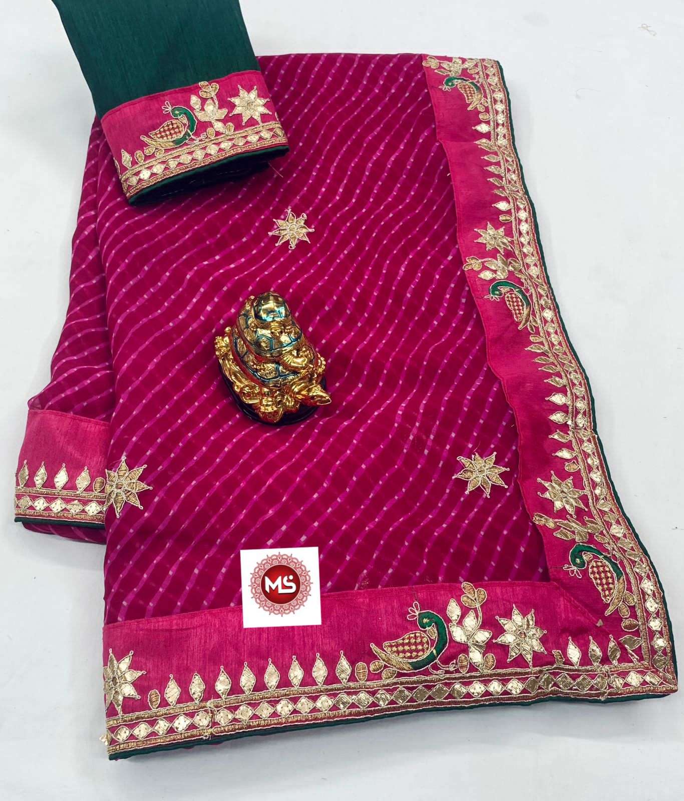 ms brand designer georgette leheriya embroidery saree