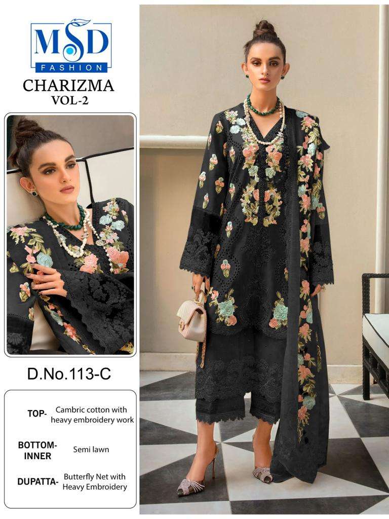 Msd charizma vol 2 series 113 designer cambric cotton suit 