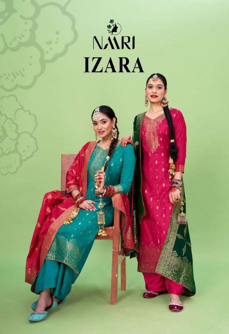 naari izara series 14001-14004 pure muslin jacquard suit