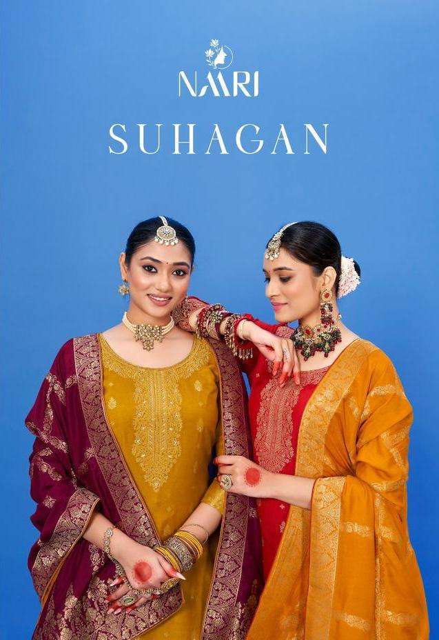 naari suhagan series 13001-13004 pure muslin jacquard suit 