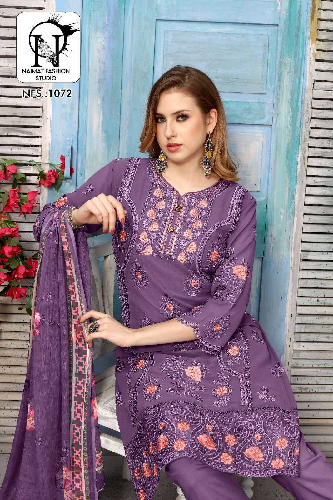 naimat 1072 pure faux georgette readymade suit 