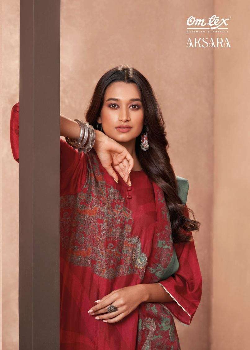 omtex aksara 2451 russian silk digital print suit 