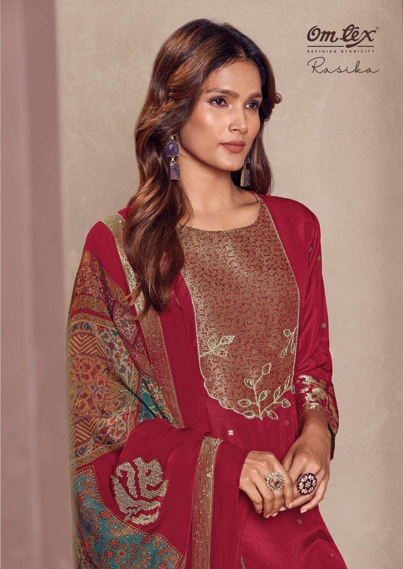 omtex rasika series 2491 banarasi jacquard suit 