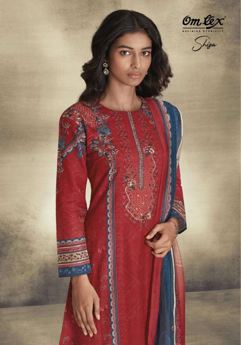 omtex shiza series 2041 cotton satin digital print suit 