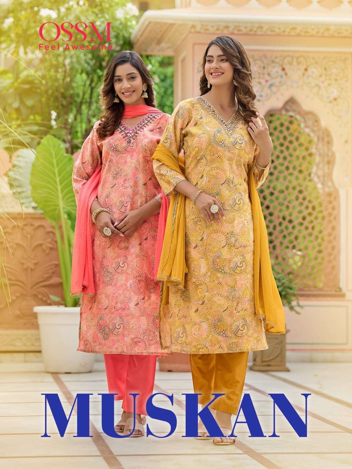 ossm muskan series 101-106 premium chanderi readymade suit 