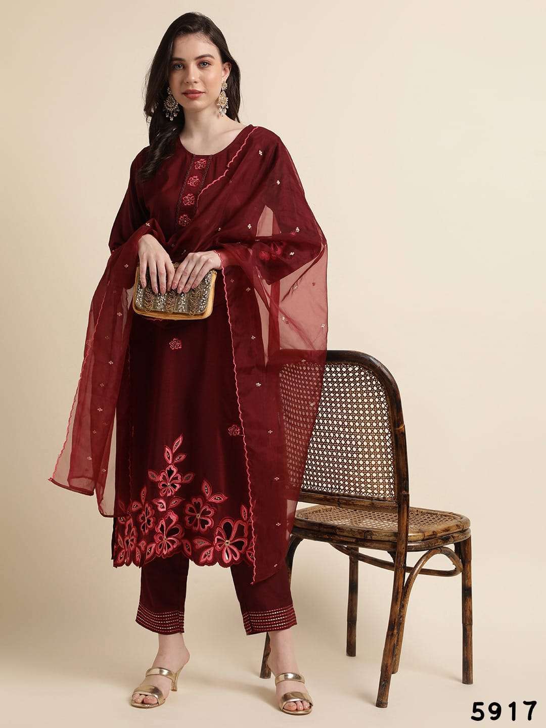 pr 5913-5918 heavy chinon silk readymade suit