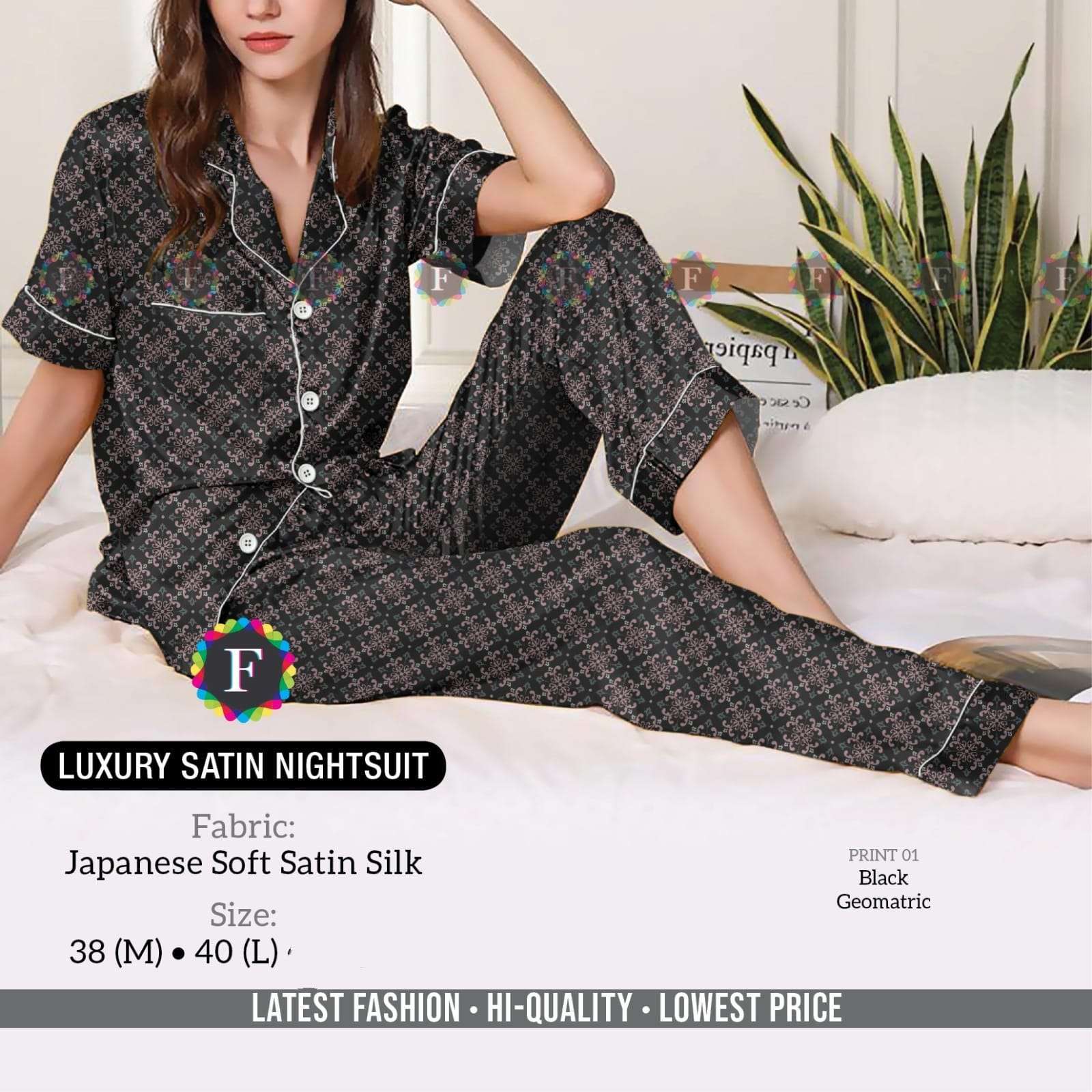 pr feminine satin half sleeve nightsuit comfortable nightwear 