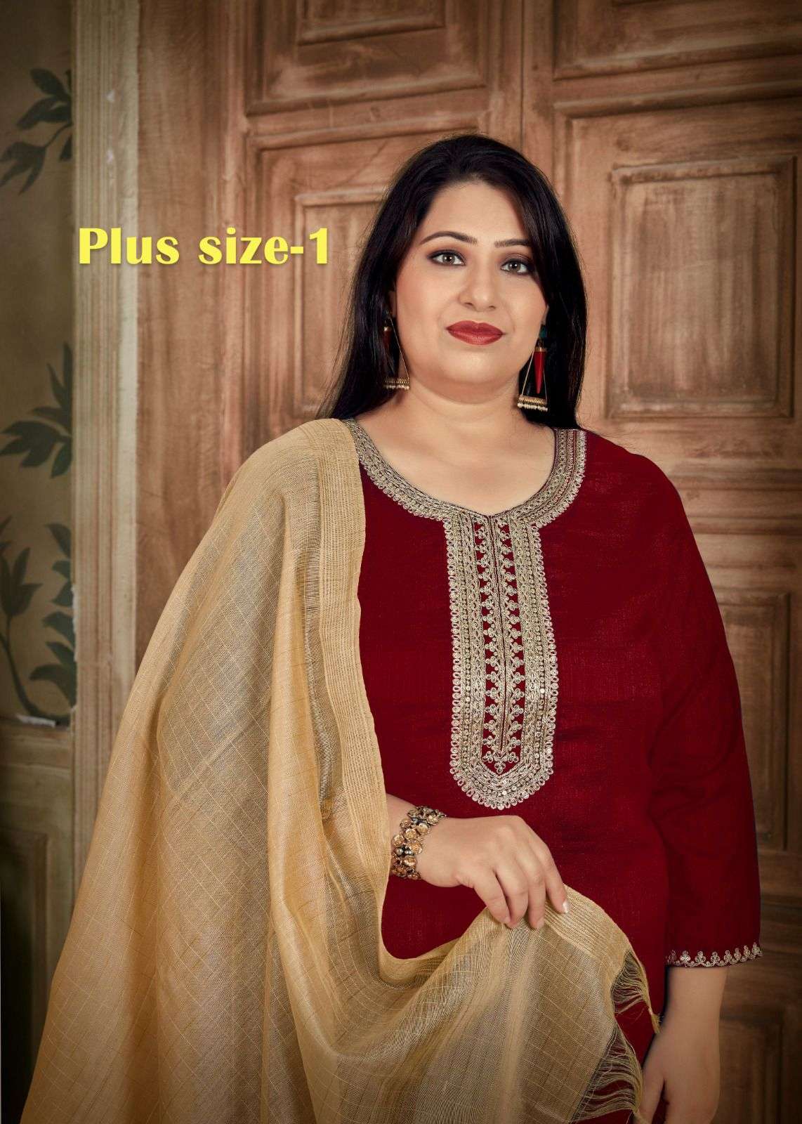 pr plus size vol 1 fancy work silk kurti with dupatta