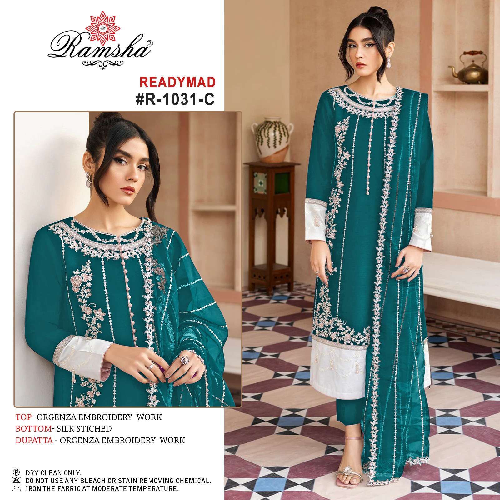 ramsha 1031 nx organza embroidery readymade suit 