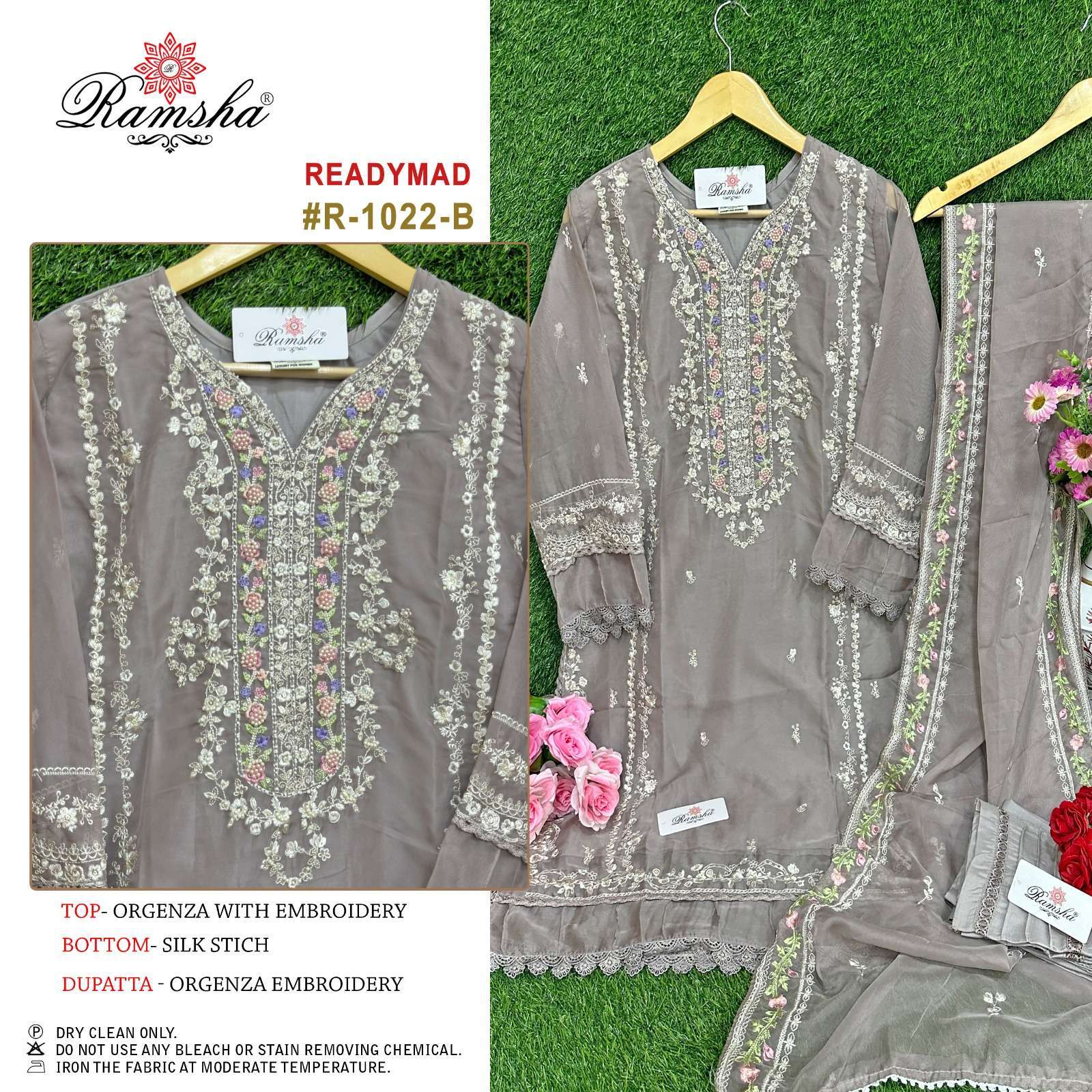 ramsha R-1022 organza embroidery suit 