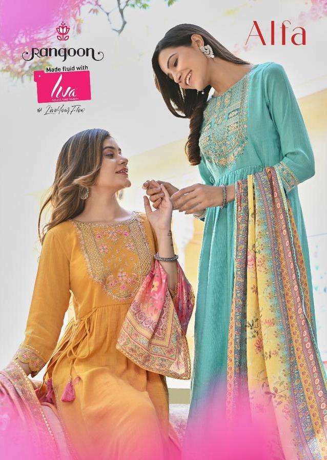 rangoon alfa series 4391-4394 Viscose With Fancy Embroidery readymade suit 