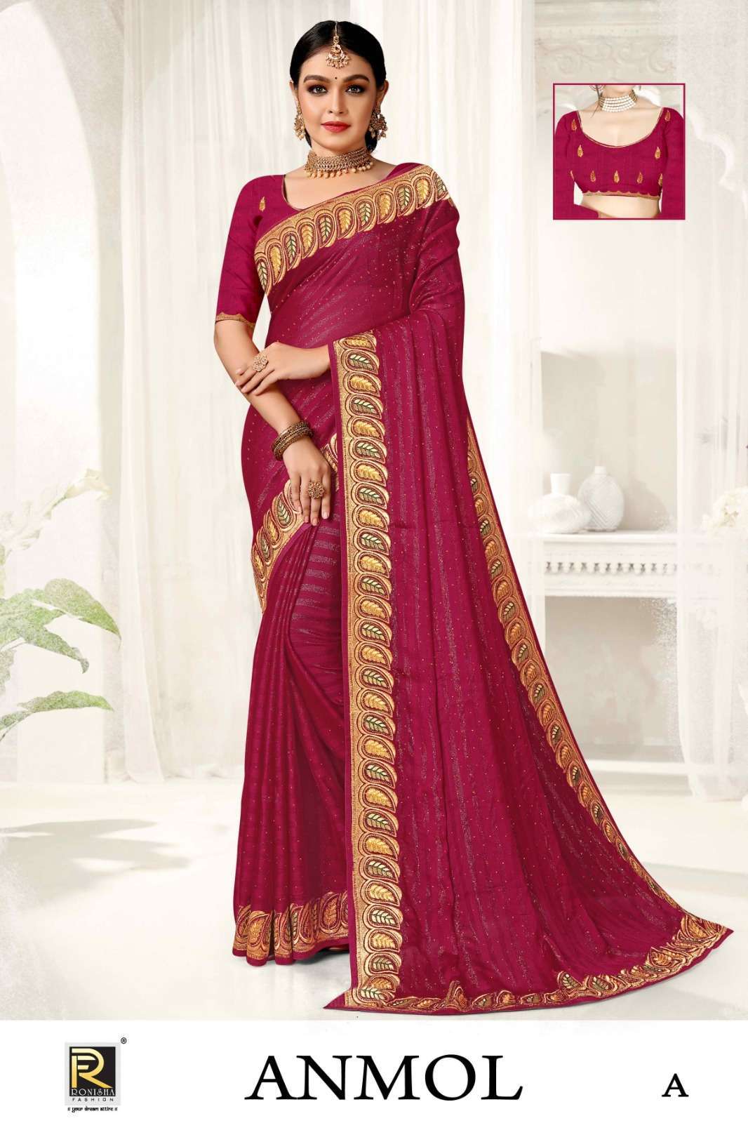 ranjna saree anmol fancy fabrics embroidery saree