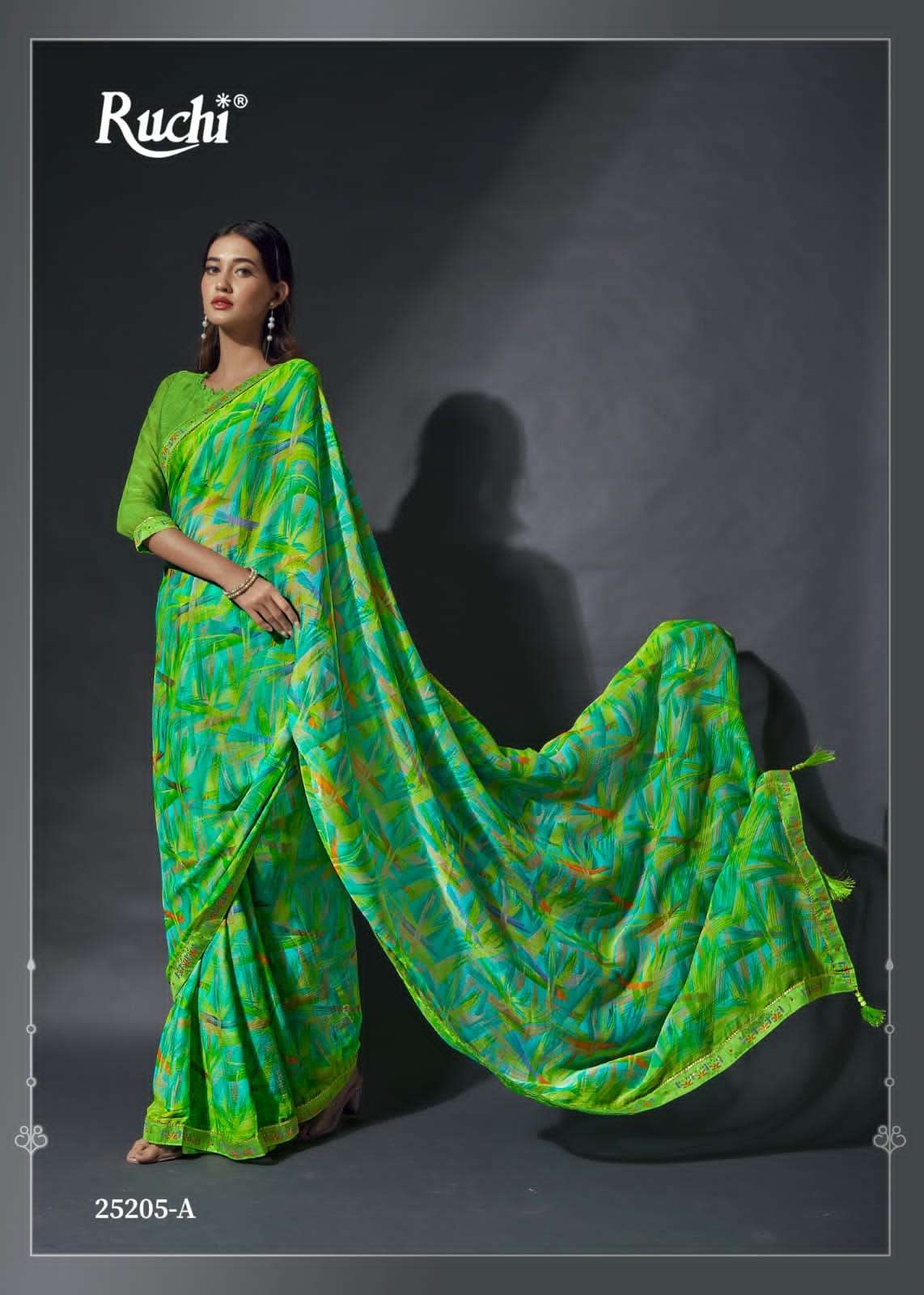 ruchi chiffon saree with handwork border 