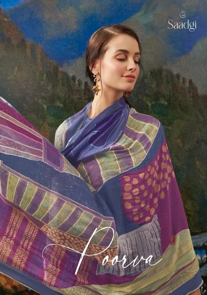 saadgi poorva cashmiri silk digital print suit 