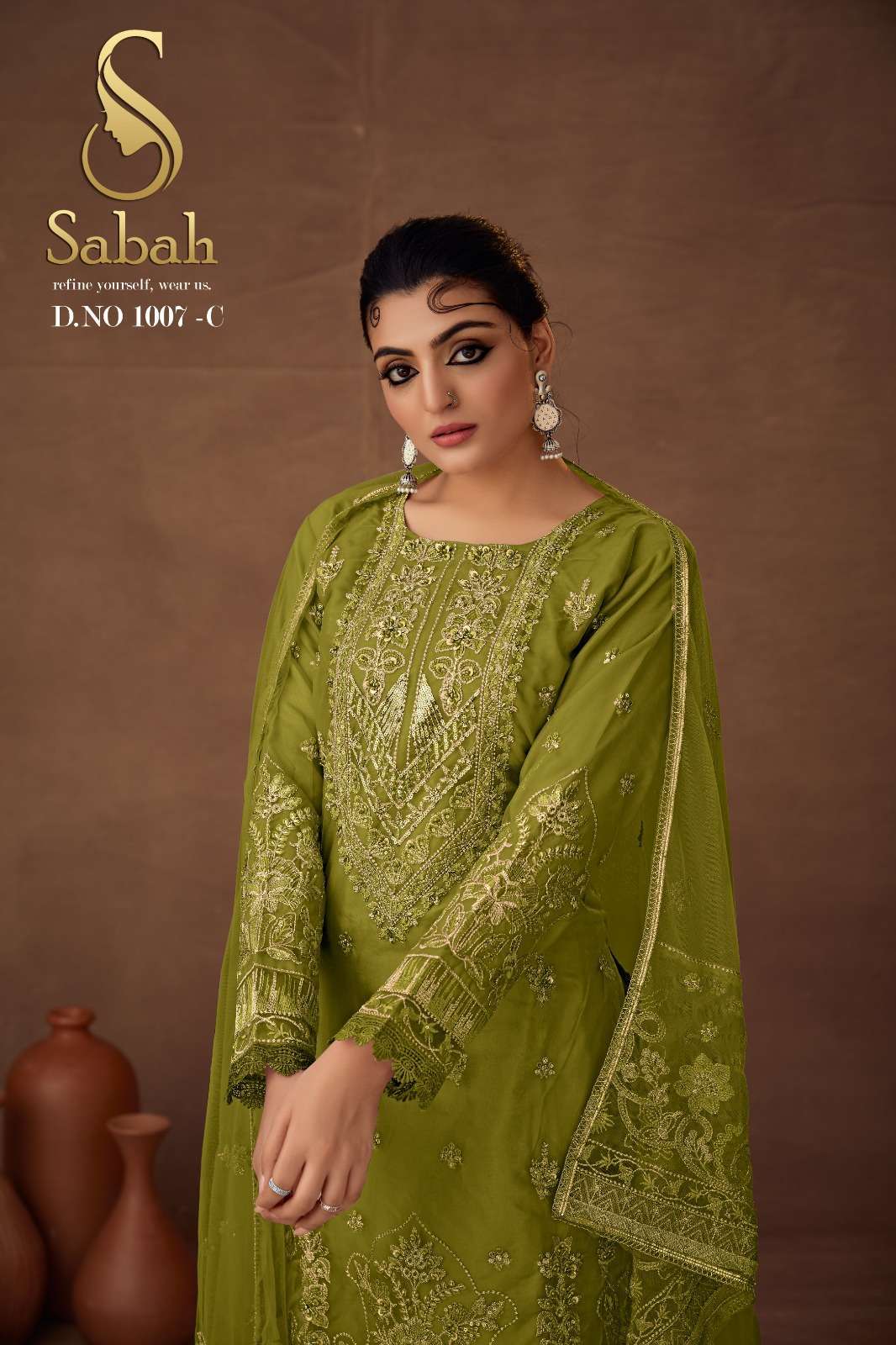 sabah siya series 1007 Organza embroidery suit 