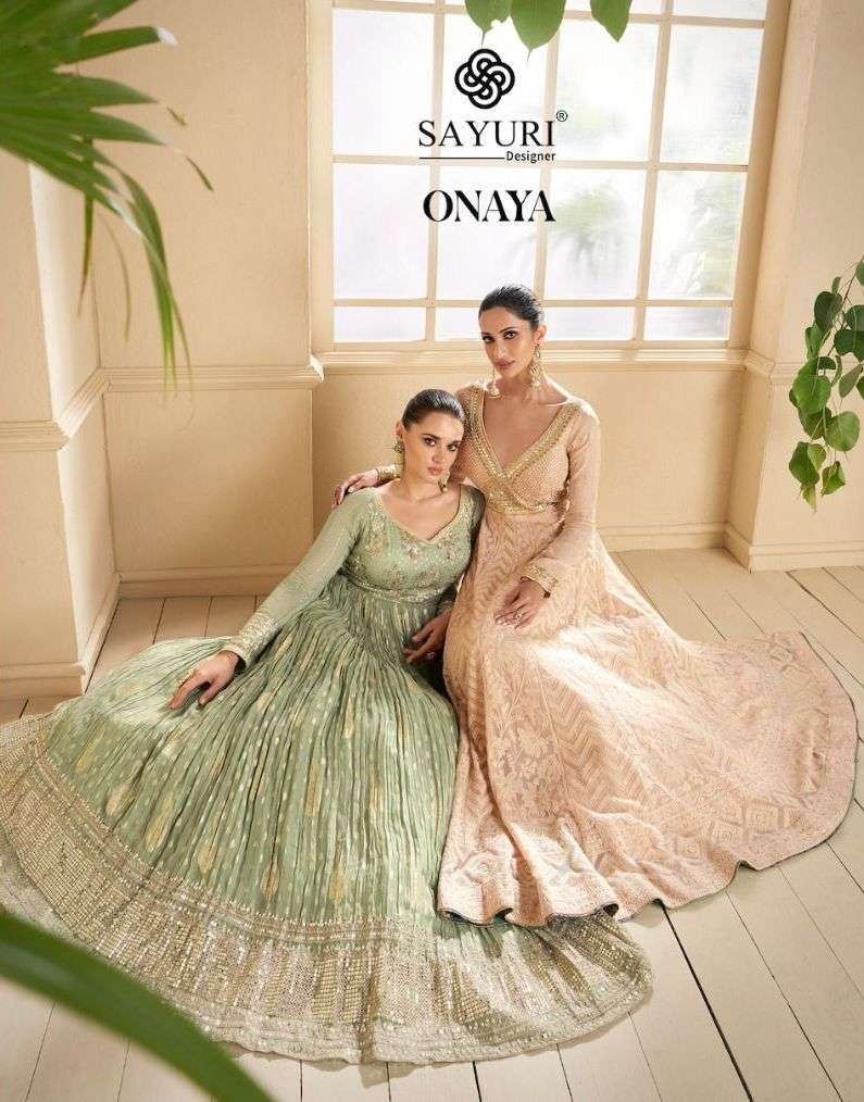sayuri onaya series 5296-5298 real georgette gown with dupatta