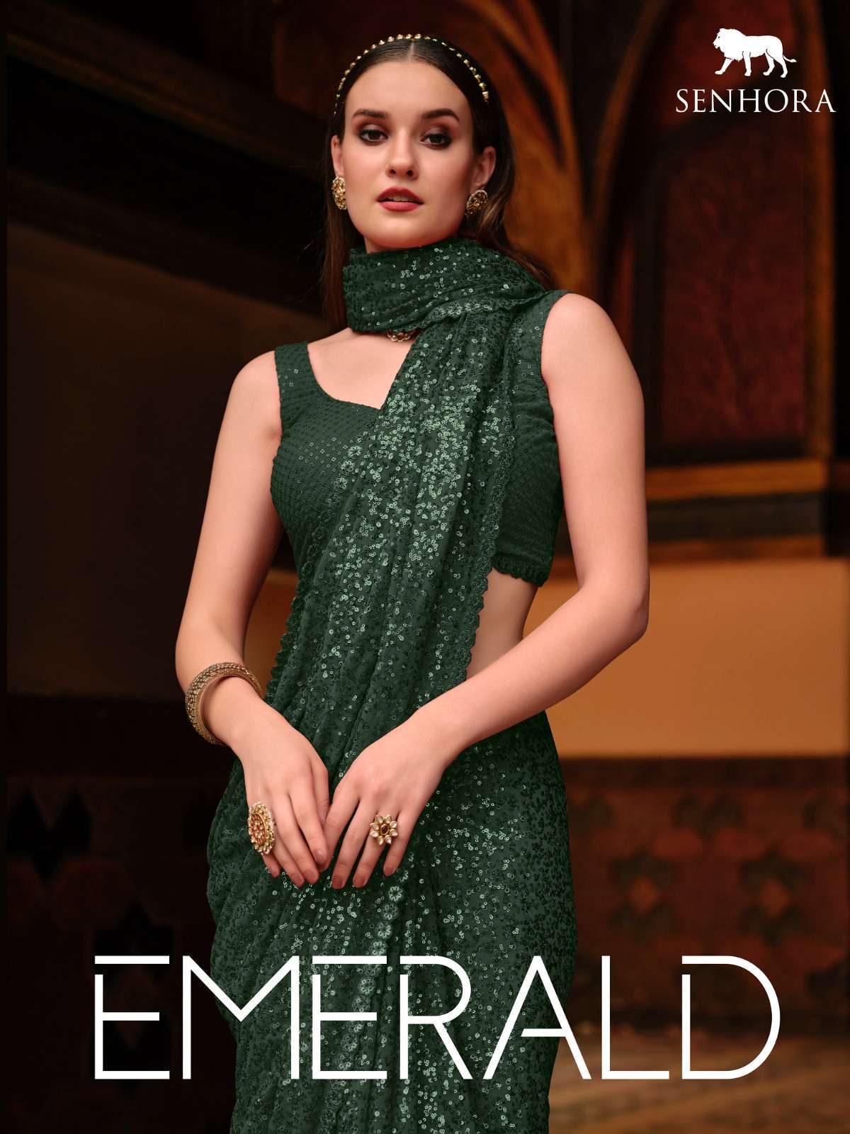 senhora emerald vol 34 Georgette With Thread & Dual Sequence Work saree