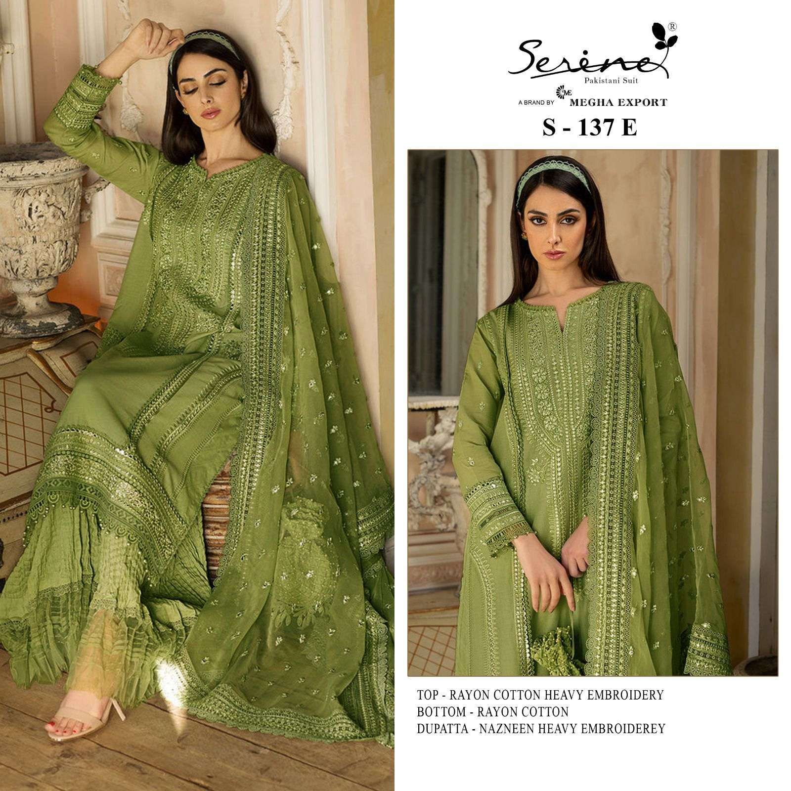 serine 137 new colors rayon cotton heavy embroidered suit 