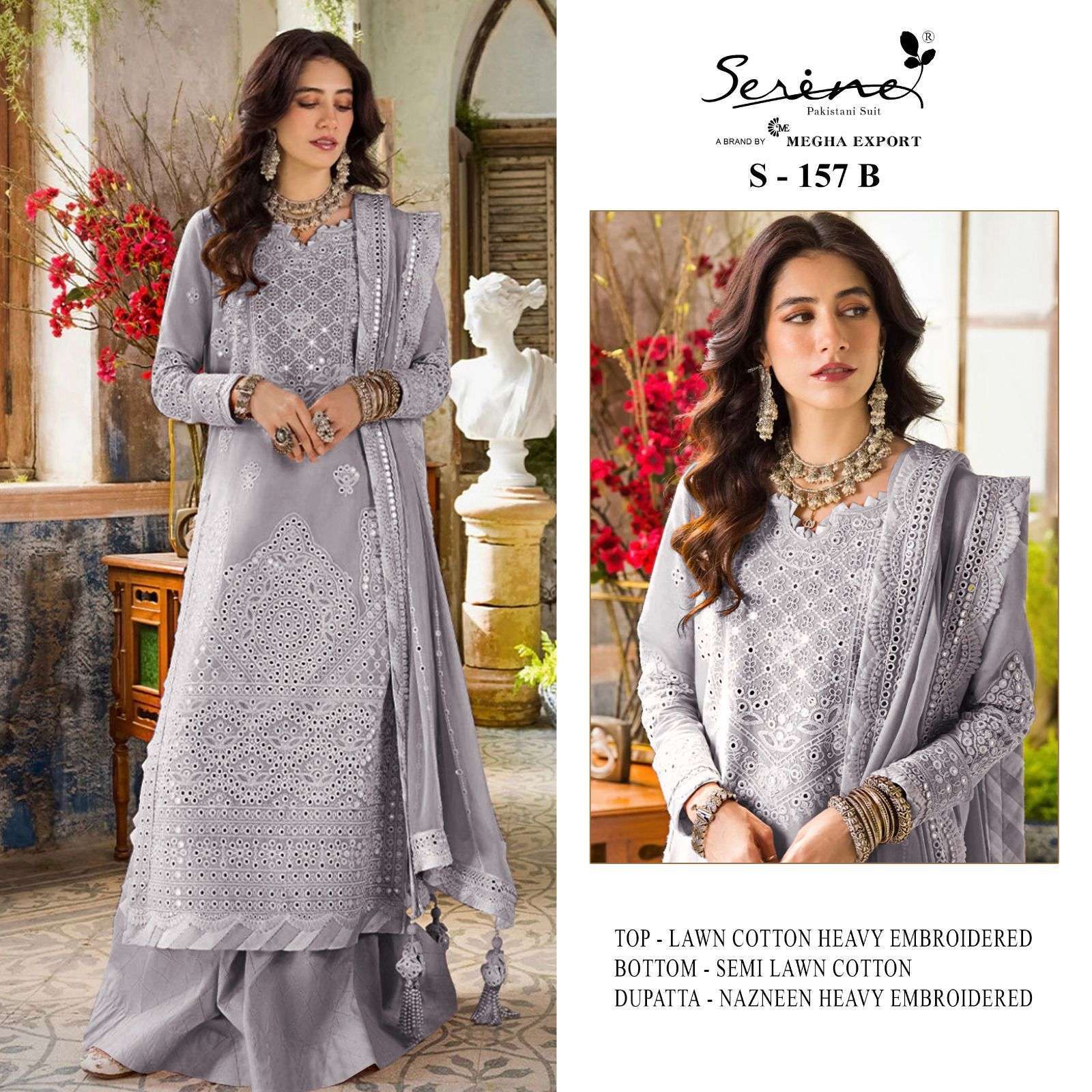 serine 157 abcd lawn cotton embroidered suit 