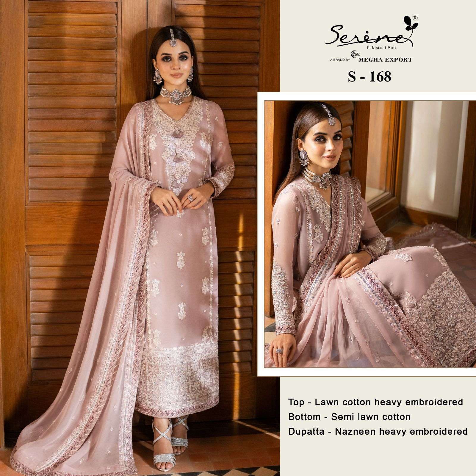 serine 168 lawn cotton heavy embroidery suit