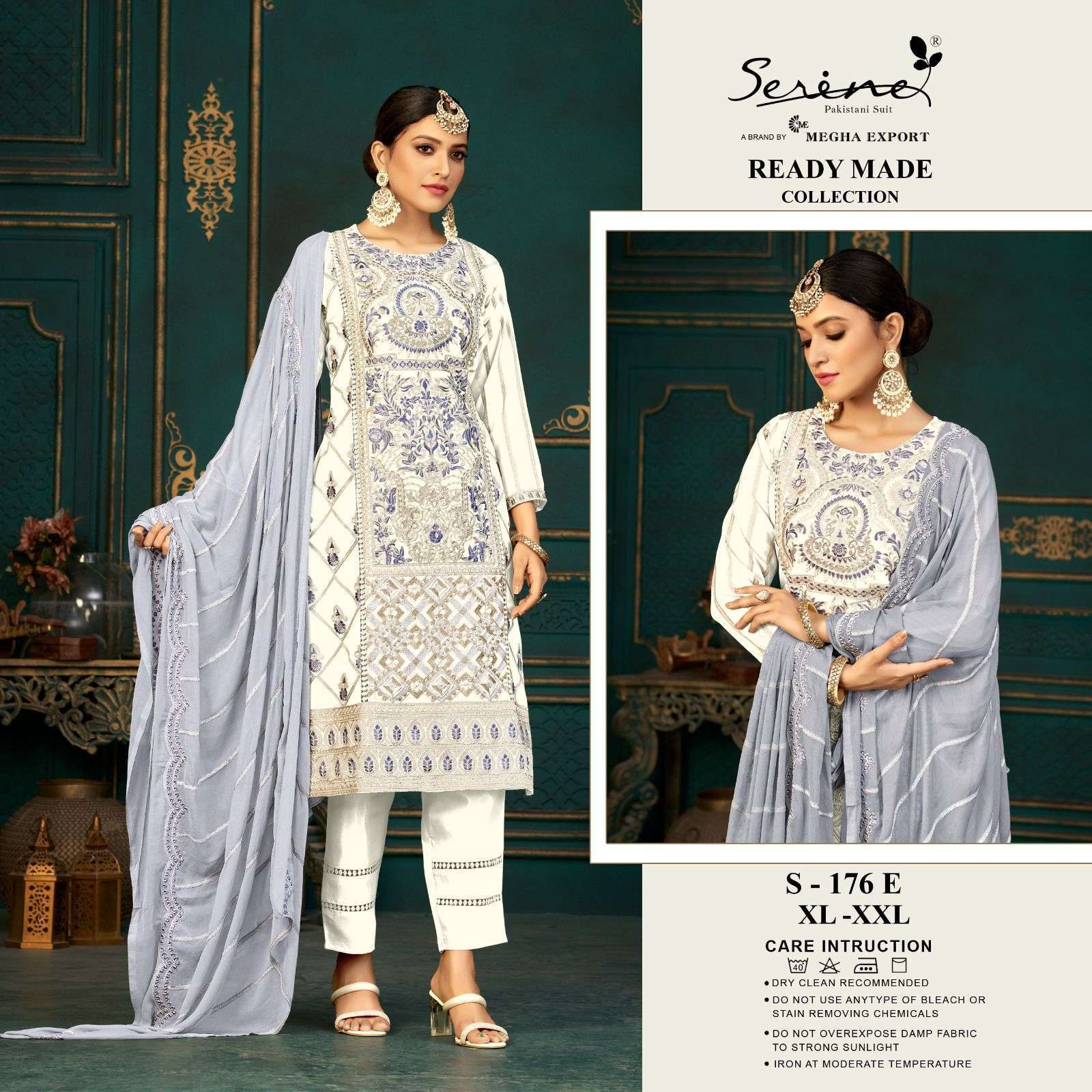 serine 176 efgh faux georgette embroidered suit 